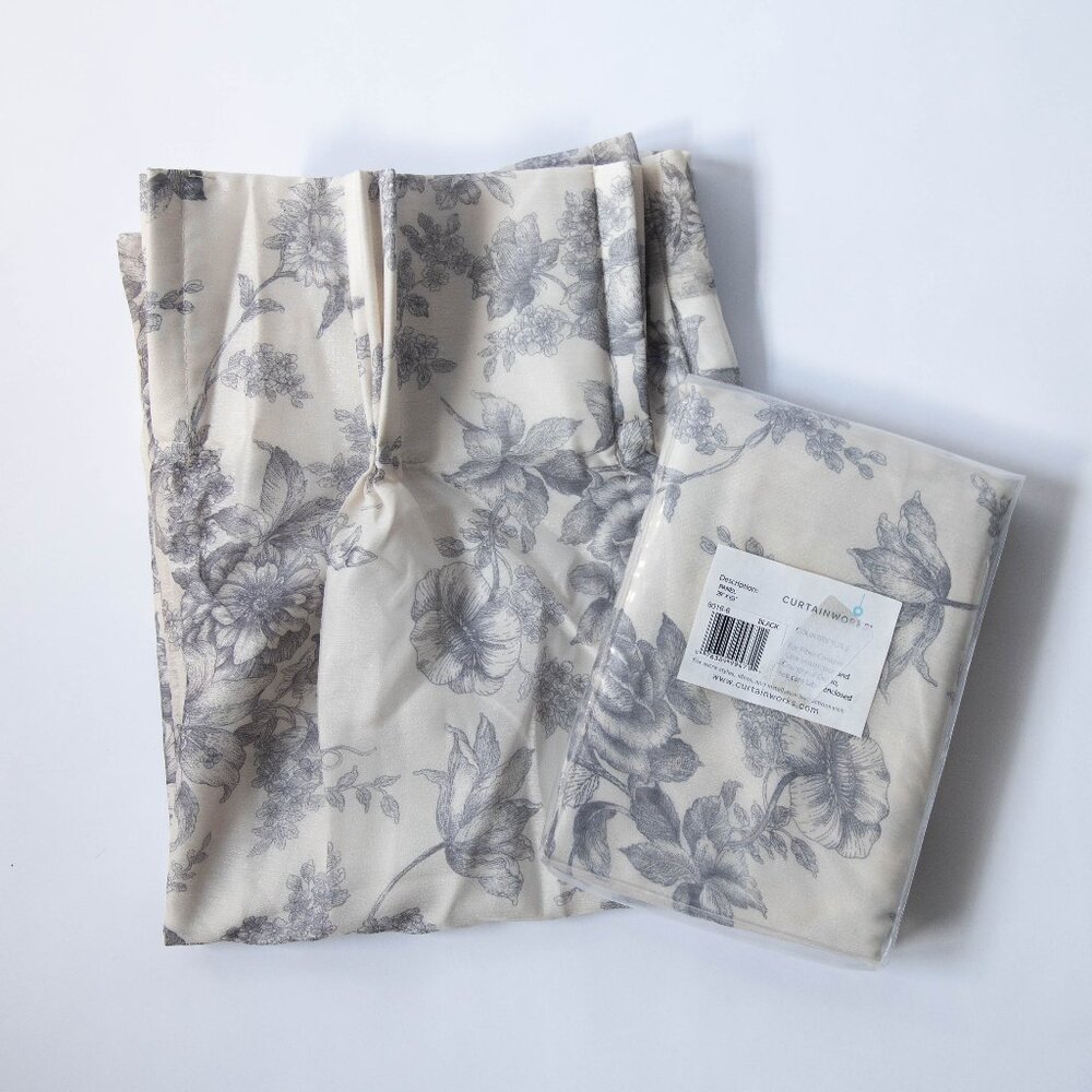 Curtainworks Set of 2 Country Toile Pinch Pleat Chiffon Curtain Panels